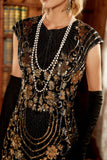 Luxurious Black Sequins 1920s Dress with Tassel