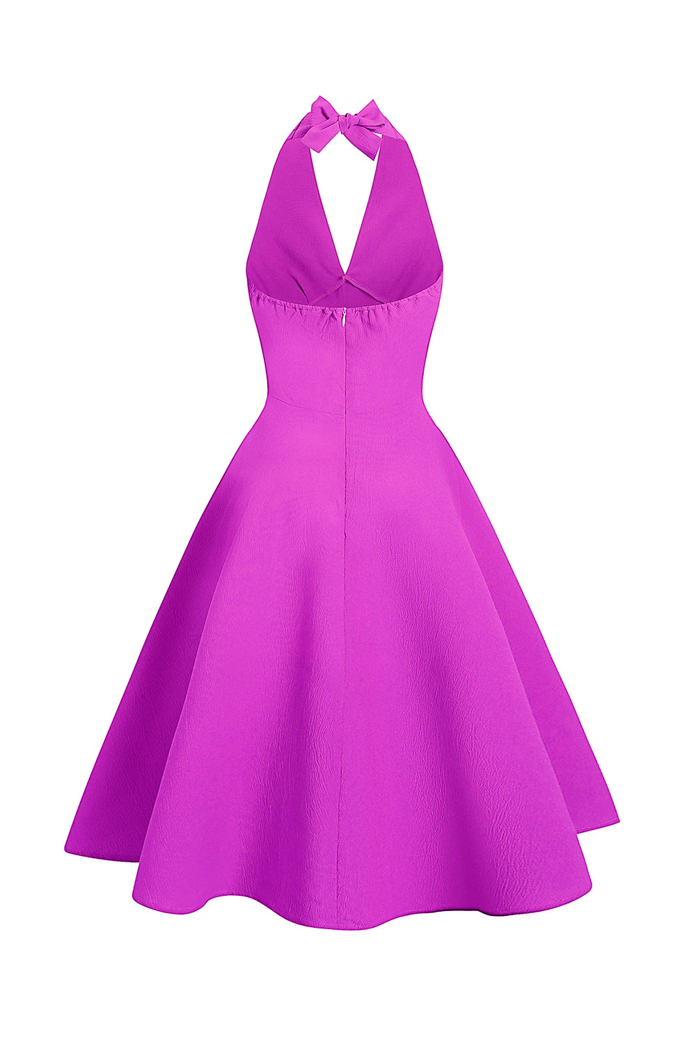 Fuchsia Halter Swing 1950s Dress