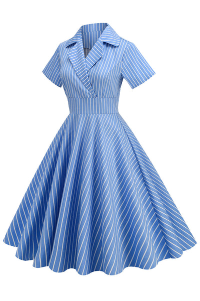 ZAPAKA Women Swing Dress Yellow Stripes A-line Vintage 1950s Dress with ...