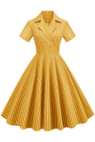 Stripes Vintage 1950s Dress with Short Sleeves