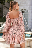 Blush Printed Long Sleeves Summer Dress