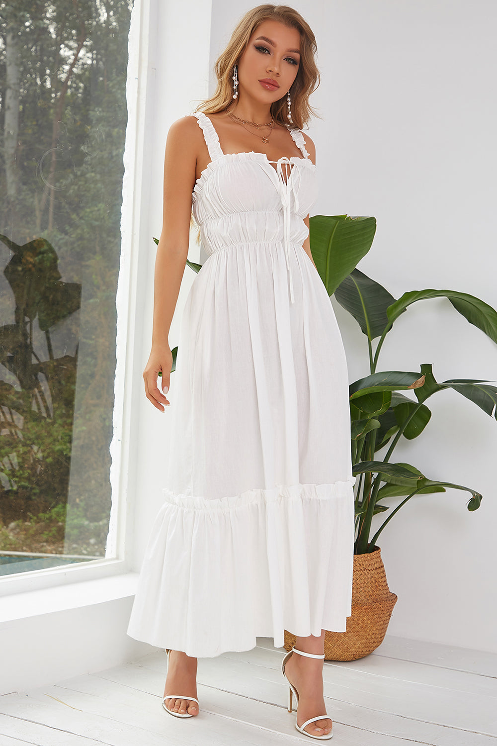 White Summer Boho Wedding Party Dress