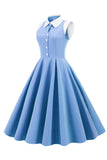 Blue 1950s Vintage Swing Dress