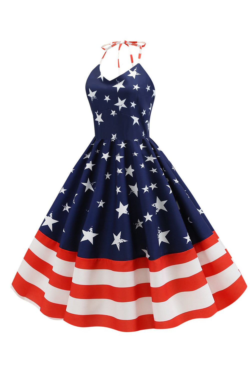 Halter Navy Star Stripes Vintage Dress