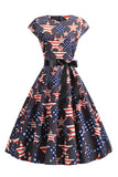 American Flag Printed Vintage Dress