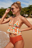 Two Piece High Waist Swimsuits with Ruffles