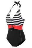Black Halter One Piece Plus Size Swimwear