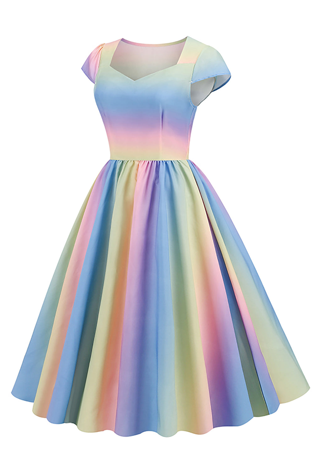 Multi Color Printed Vintage 1950s Dress