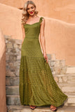 Army Green Summer Lace Maxi Dress