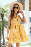 Plaid A-line Halter Summer Dress
