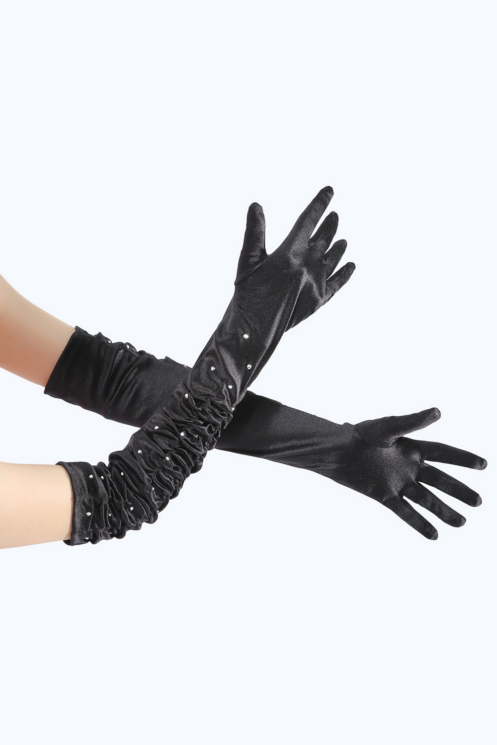 Black Party Gloves With Beadings
