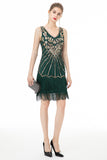 Green Sequin Fringes 1920s Dress