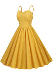 Hepburn Retro High Waist Yellow 1950s Dress