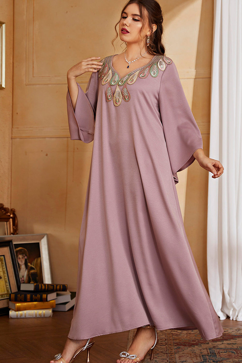 Plus Size Grey Pink Mother of the Bride Dress