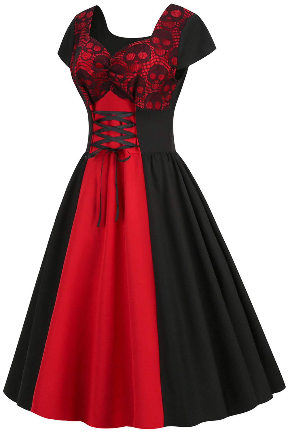 Black and Red Halloween Vintage 1950s Dress