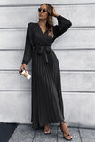 Long Sleeves Ruffles Casual Dress with Belt
