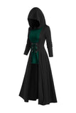 Black Long Sleeves Lace-up Halloween Dress with Hooded
