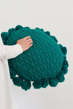 Green Knitted Throw Pillow