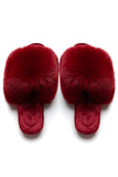 Red Open Toe Fur Slide Slippers