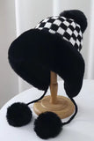 Black Plaid Knitted Hat