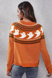 Halloween Ghost Long Sleeve Knitted Sweater