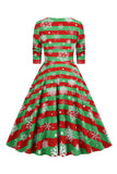Green Christmas V-Neck VIntage Dress
