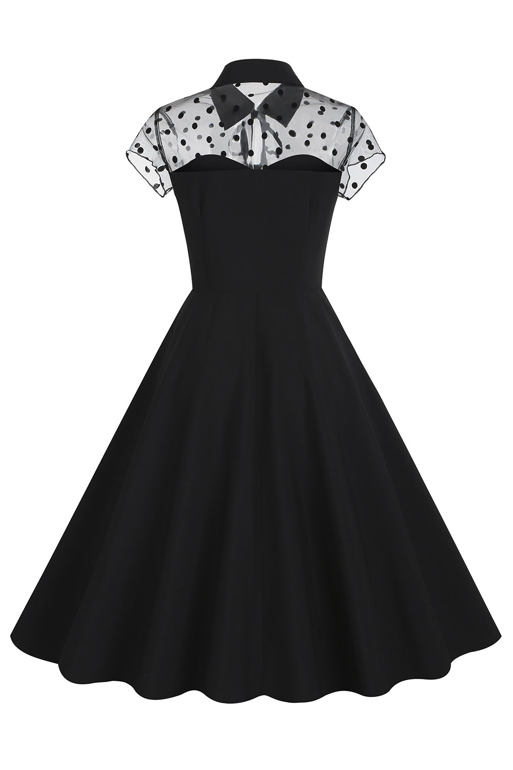 Hepburn Style Black Vintage Dress with Short Sleeves