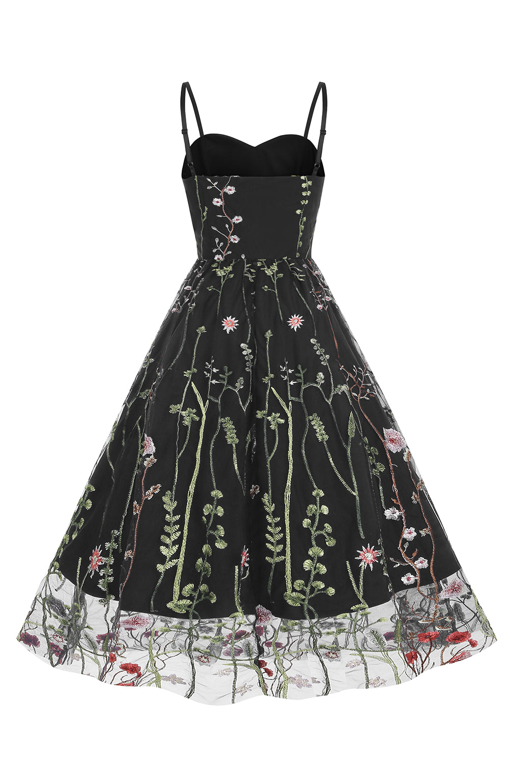 A Line Black 1950s Dress with Embroidery