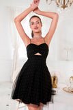 Glitter Black Sequins Cut Out Short Cocktail Homecoming Dress
