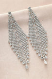Shiny Silver Long Rhinestones Earrings