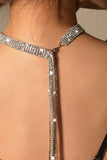 Sparkly Silver Long Crystal Collar Necklace