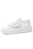 Ivory Mesh Low Cut Sequins Casual Shoes