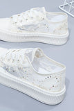 Ivory Mesh Low Cut Sequins Casual Shoes