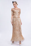 Goden Sheath Long 1920s Dress with Fringes