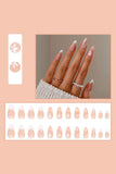 24 Pcs Blue Press On Nails Transparent False Nail