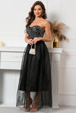Sparkly Sweetheart Black Prom Dress with Sequins