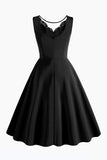 Black Sleeveless A Line 1950s Dress with Lace