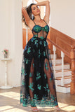 Dark Green Sparkly Long Prom Dress with Sequins