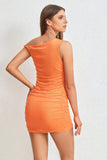Orange Off  the Shoulder Homecoming Dress with Beading