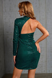 Sparkly Halter Dark Green Short Homecoming Dress with Sequins