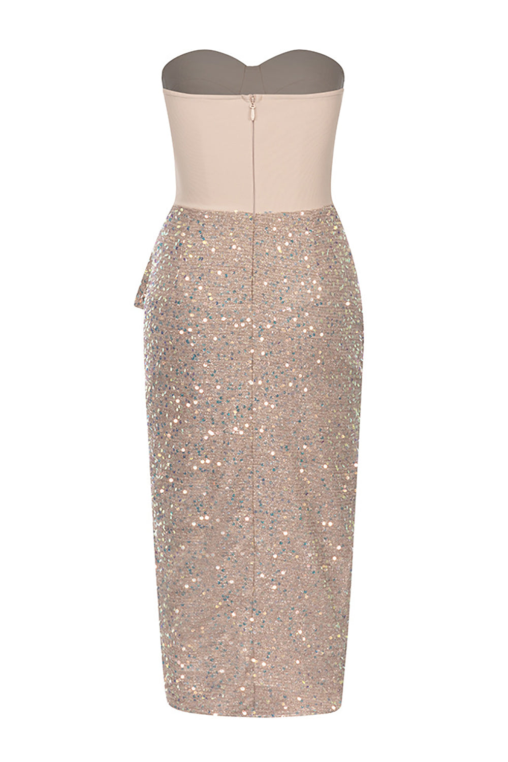 Blush Sweetheart Bodycon Sparkly Cocktail Dress With Slit