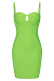 Green Spaghetti Straps Keyhole Bodycon Homecoming Dress