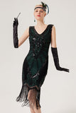 Sparkly Black Flapper Dress With Fringes