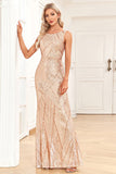 Champange Sparkly Prom Dress with Sleeveless