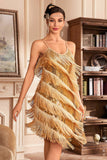 Grey Spaghetti Straps Fringed Roaring 20s Great Gatsby Dress