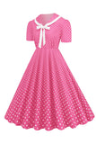 Pink Polka Dots Peter Pan 1950s Dress