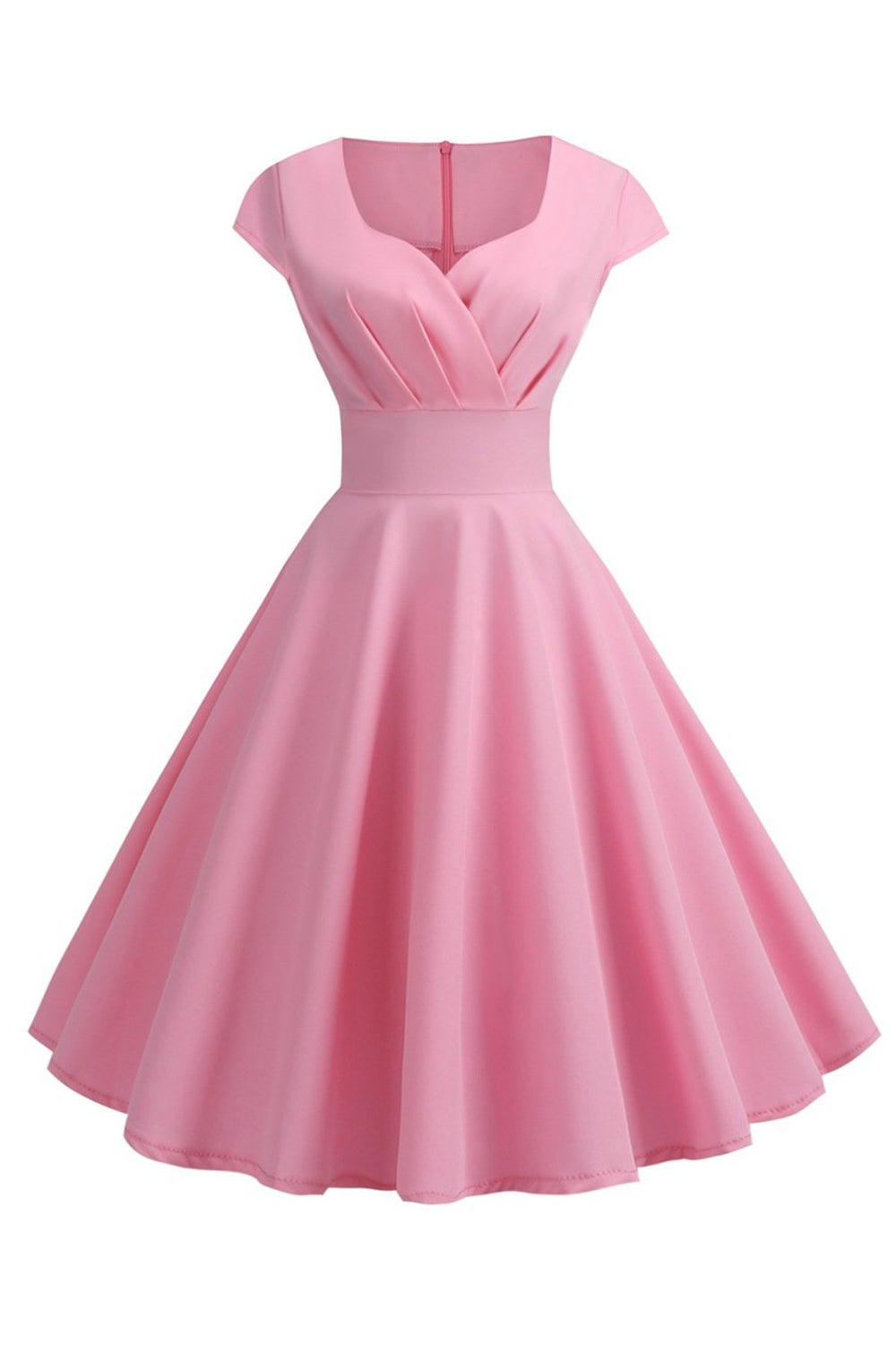 Pink Cap Sleeves A Line 1950s Dress