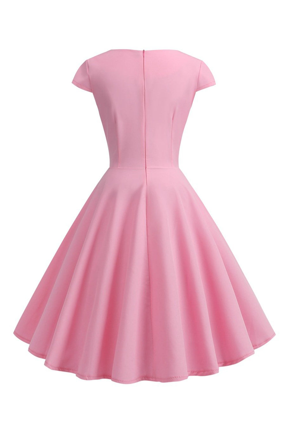 Pink Cap Sleeves A Line 1950s Dress