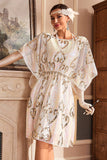White Sparkly Batwing 1920s Dress with Sequins