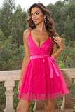 Yellow Spaghetti Straps Tulle A Line Short Homecoming Dress